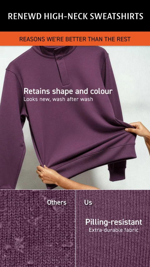 ReNEWd High-Neck Sweatshirts Stone Brown