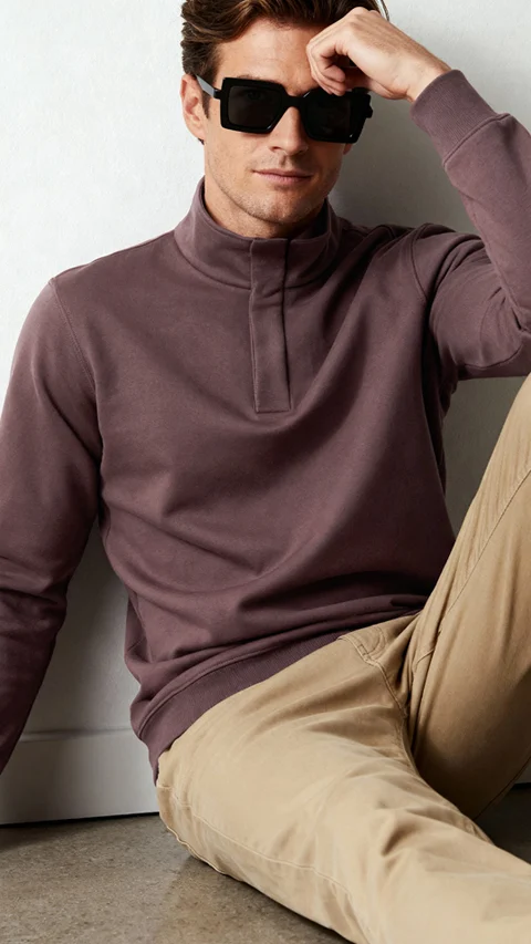 ReNEWd High-Neck Sweatshirts Stone Brown