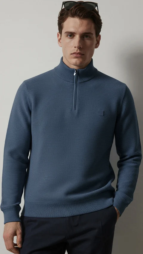 ReNEWd Ottoman Half-Zip Sweatshirts Honour Blue