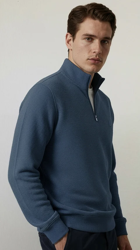 ReNEWd Ottoman Half-Zip Sweatshirts Honour Blue