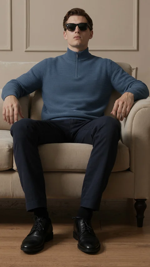 ReNEWd Ottoman Half-Zip Sweatshirts Honour Blue