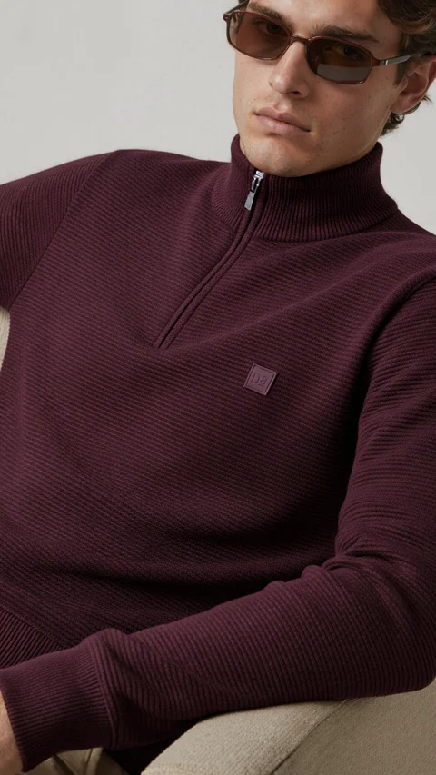 ReNEWd Ottoman Half-Zip Sweatshirts Loyal Maroon