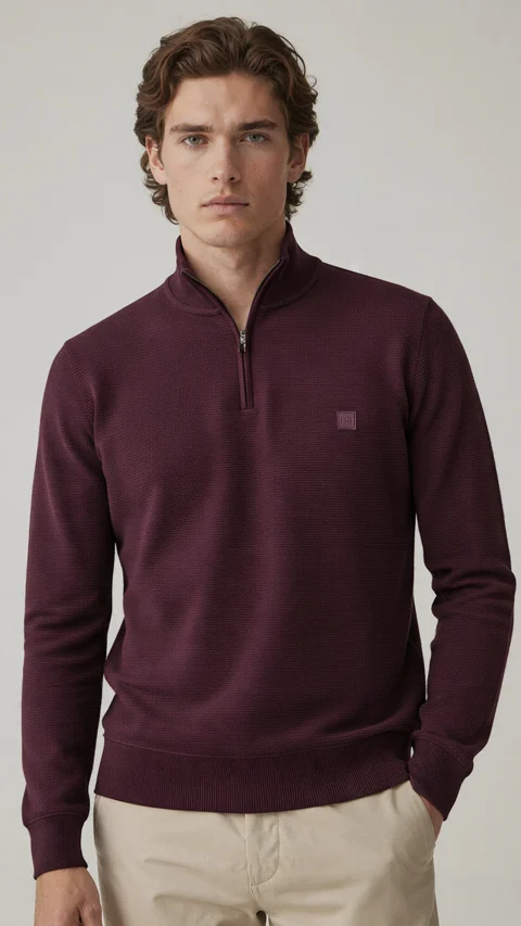 ReNEWd Ottoman Half-Zip Sweatshirts Loyal Maroon