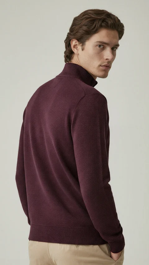 ReNEWd Ottoman Half-Zip Sweatshirts Loyal Maroon