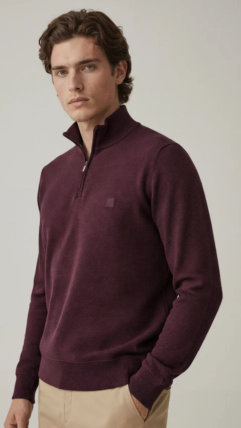 ReNEWd Ottoman Half-Zip Sweatshirts Loyal Maroon
