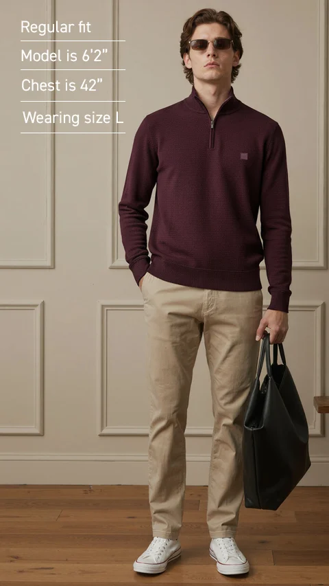 ReNEWd Ottoman Half-Zip Sweatshirts Loyal Maroon