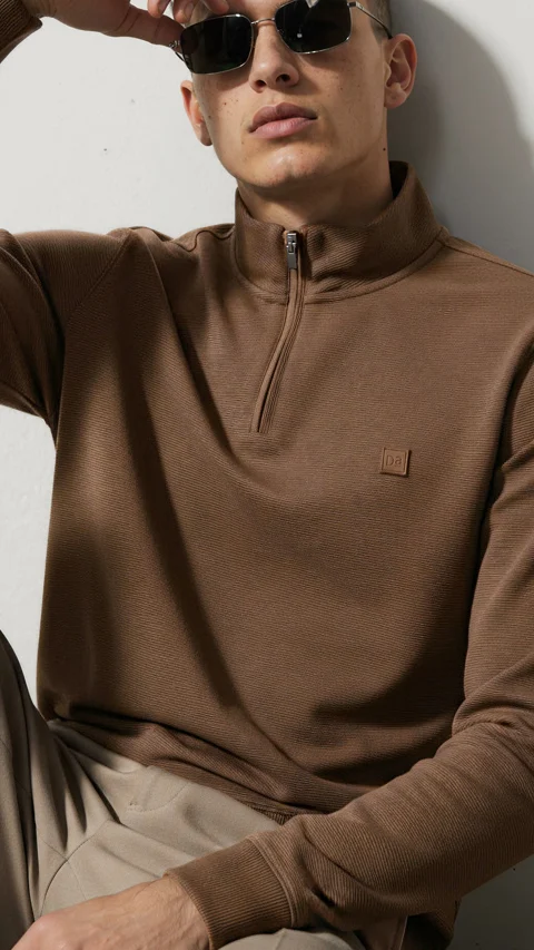 ReNEWd Ottoman Half-Zip Sweatshirts Butter Brown