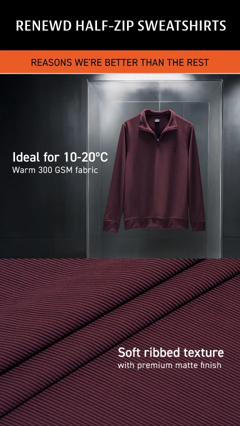 ReNEWd Ottoman Half-Zip Sweatshirts Butter Brown