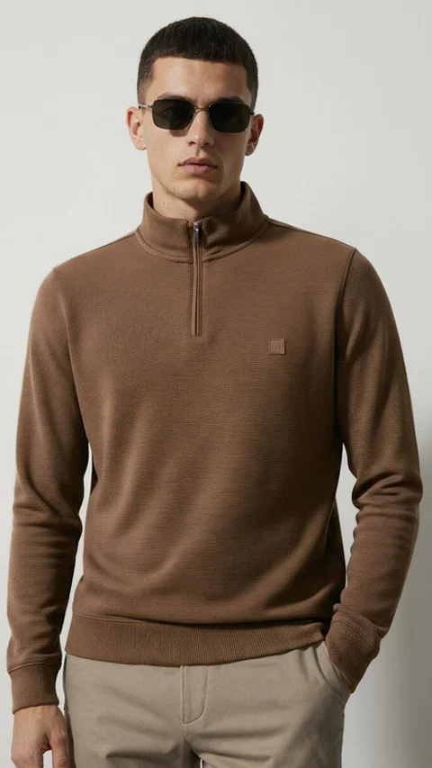 ReNEWd Ottoman Half-Zip Sweatshirts Butter Brown