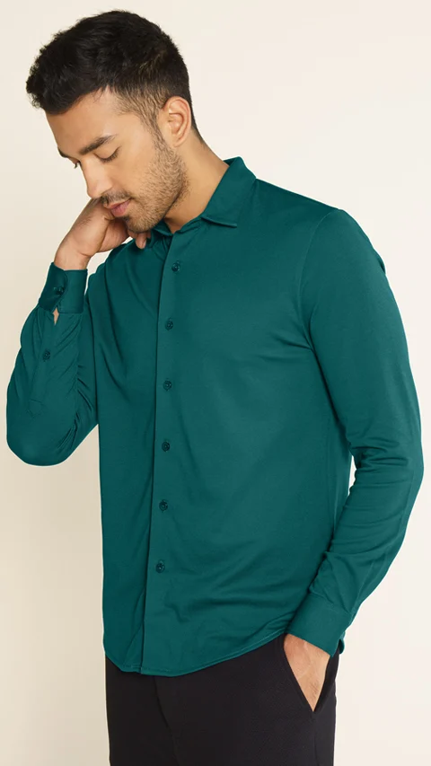 Constant All-Degree Pique Shirts Full Sleeves Night Teal