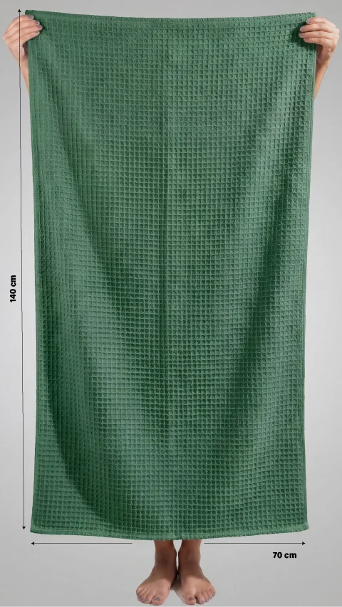 Bamboo Waffle Towel Set Ocean Blue, Forest Green