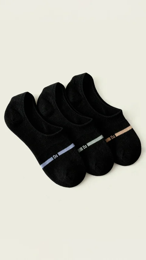 Bamboo Socks No Show Path Black, Snake Black, Sail Black