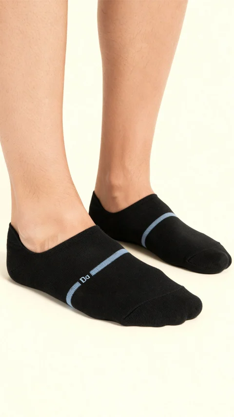 Bamboo Socks No Show Path Black, Snake Black, Sail Black