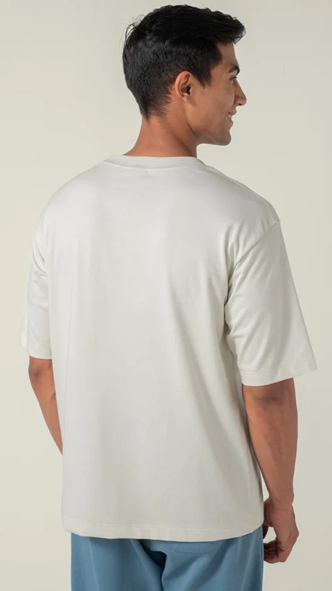 Statement Oversized Solid T-Shirt Ivory Mist