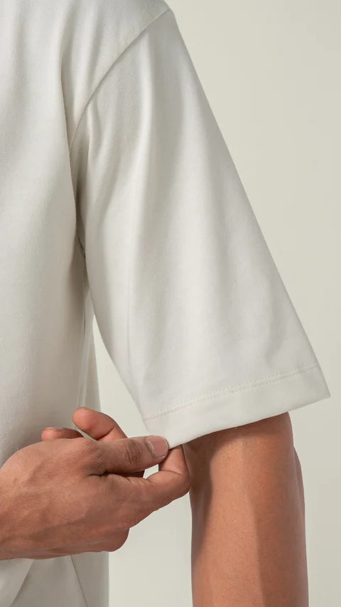 Statement Oversized Solid T-Shirt Ivory Mist