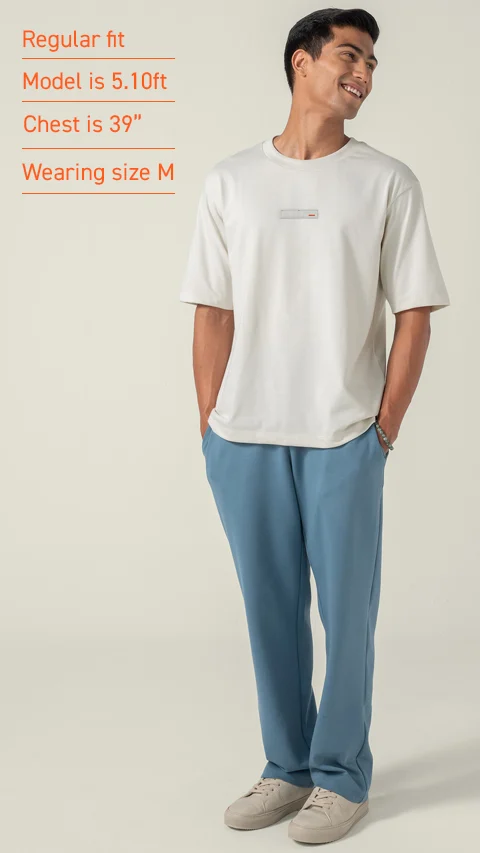 Statement Oversized Solid T-Shirt Ivory Mist