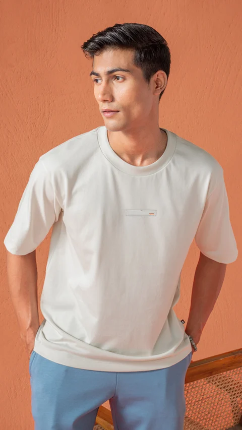 Statement Oversized Solid T-Shirt Ivory Mist