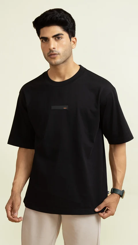 Statement Oversized Solid T-Shirts Jet Black