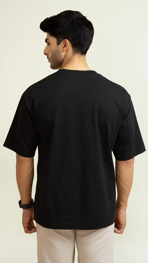 Statement Oversized Solid T-Shirts Jet Black