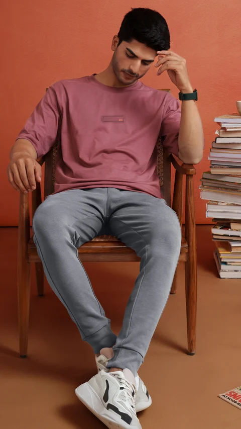 Statement Oversized Solid T-Shirts Magenta Haze