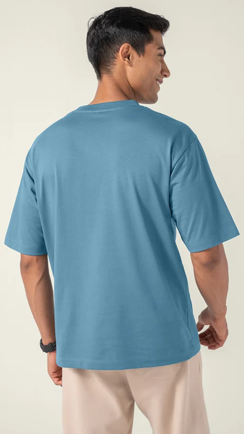 Statement Oversized Solid T-Shirt Urban Blue