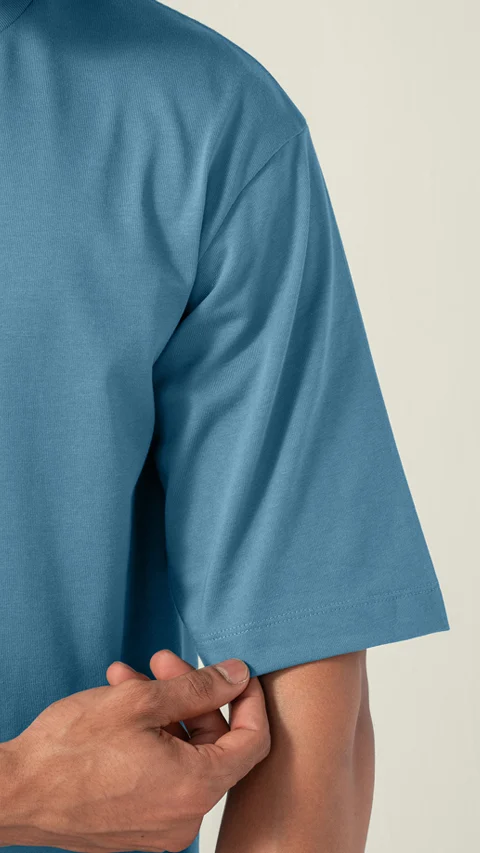 Statement Oversized Solid T-Shirt Urban Blue