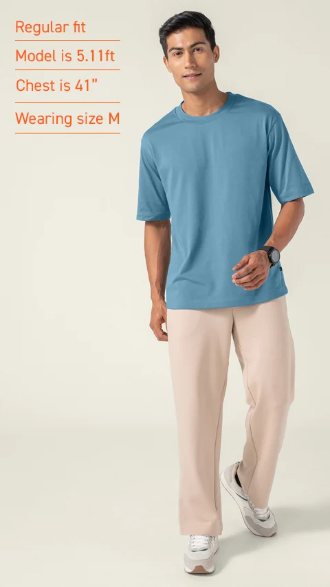 Statement Oversized Solid T-Shirt Urban Blue