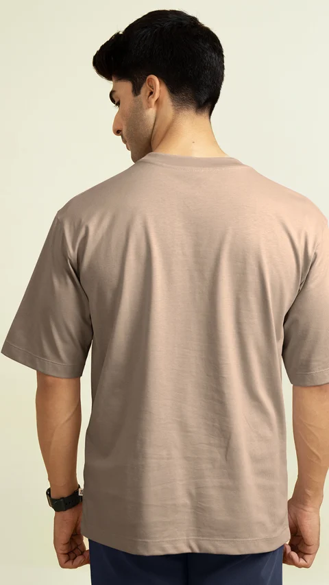 Statement Oversized Solid T-Shirt Quiet Brown