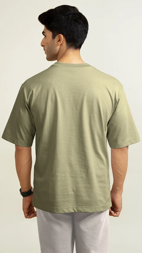 Statement Oversized Solid T-Shirt Soft Green
