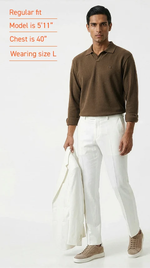 All Degree Full Sleeve Pique Polo Deccan Brown