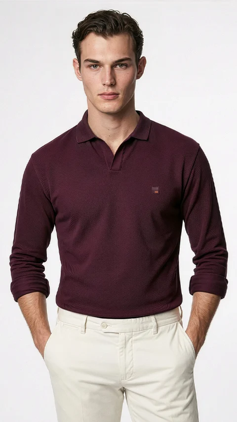All Degree Full Sleeve Pique Polo Loyal Maroon