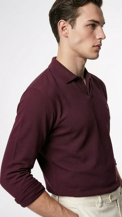 All Degree Full Sleeve Pique Polo Loyal Maroon