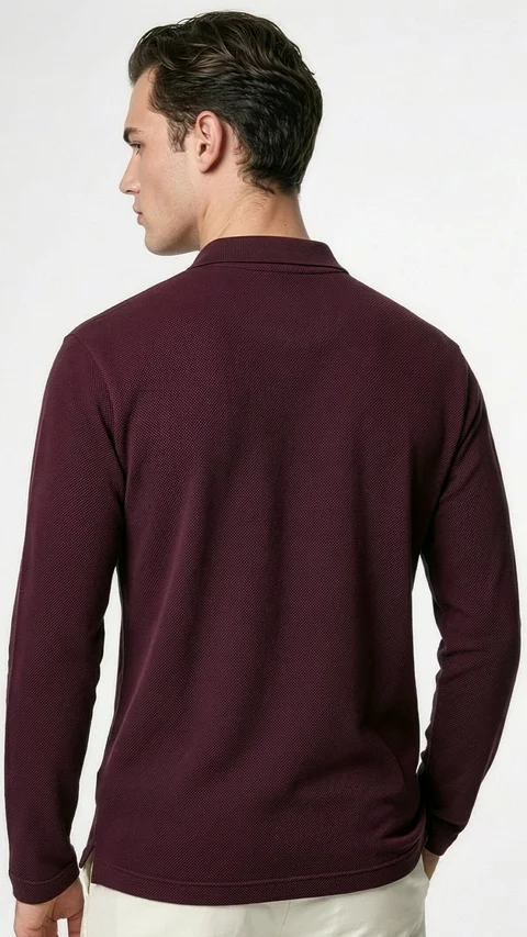 All Degree Full Sleeve Pique Polo Loyal Maroon