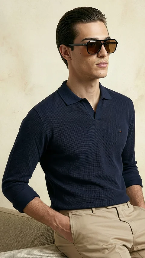 All Degree Full Sleeve Pique Polo True Navy