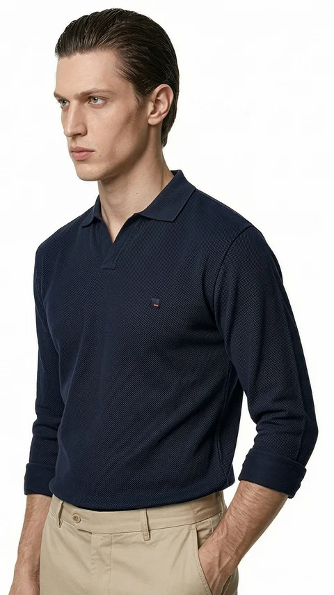 All Degree Full Sleeve Pique Polo True Navy