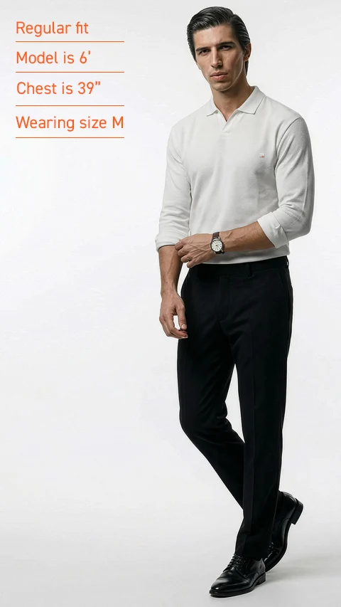 All Degree Full Sleeve Pique Polo Central White