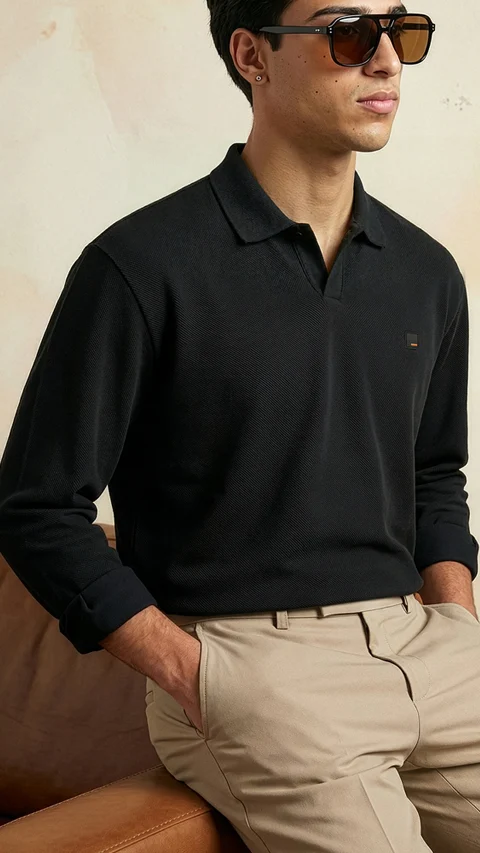 Johnny Collar Pique Polo FS Hyde Black 2XL