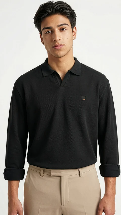 Johnny Collar Pique Polo FS Hyde Black 2XL