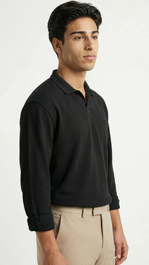 Johnny Collar Pique Polo FS Hyde Black 2XL