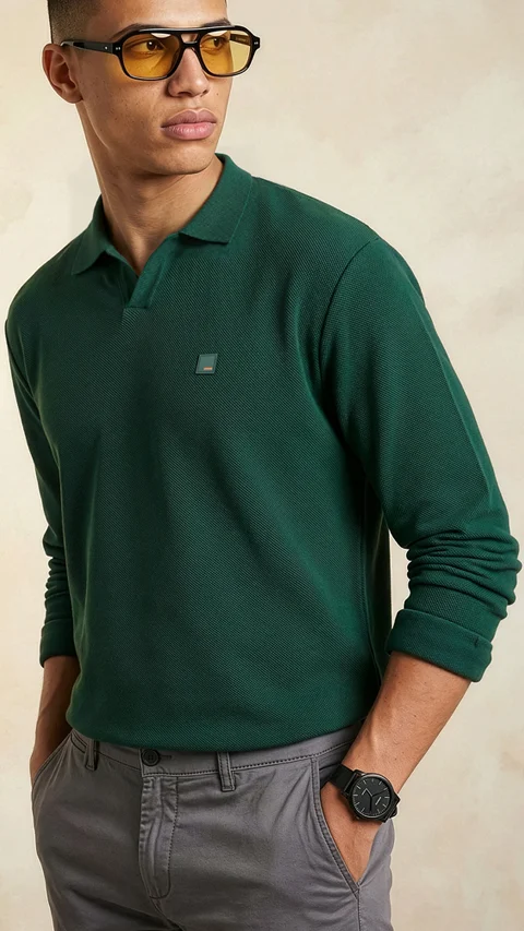 All Degree Full Sleeve Pique Polo Lodhi Green