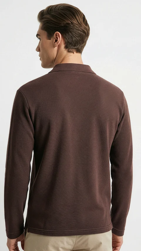 All Degree Full Sleeve Pique Polo Zion Brown