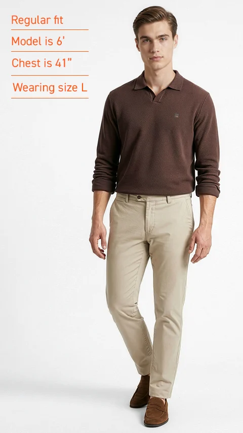 All Degree Full Sleeve Pique Polo Zion Brown