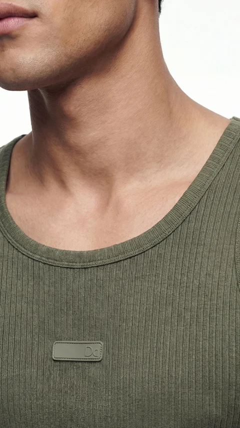 Ribbed Tank Top Khaki Green