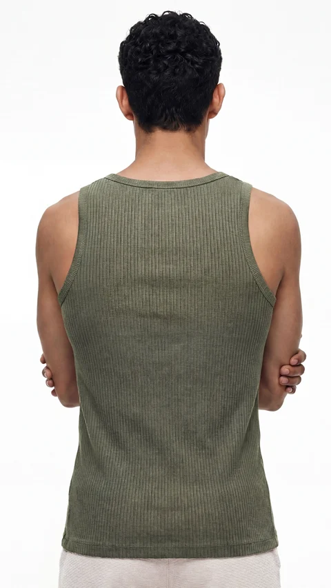 Ribbed Tank Top Khaki Green