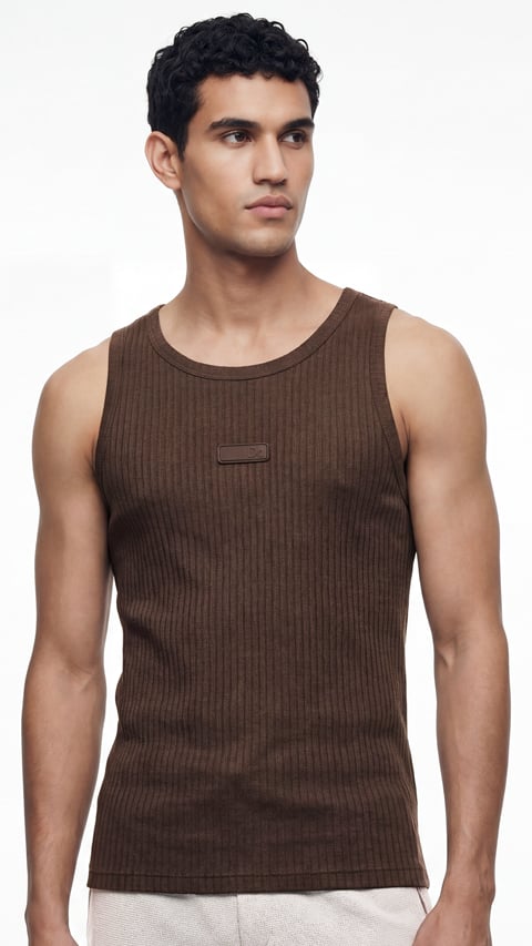Damensch Ribbed Tank Top Timber Brown | damensch