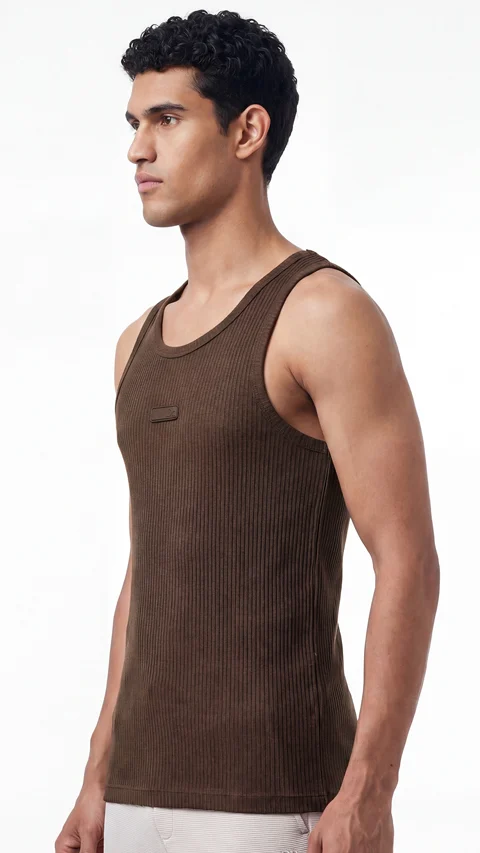 Ribbed Tank Top Timber Brown