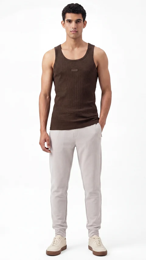 Ribbed Tank Top Timber Brown