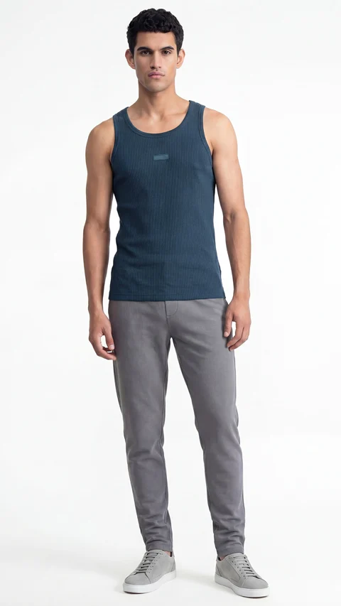 Ribbed Tank Top Walk Blue