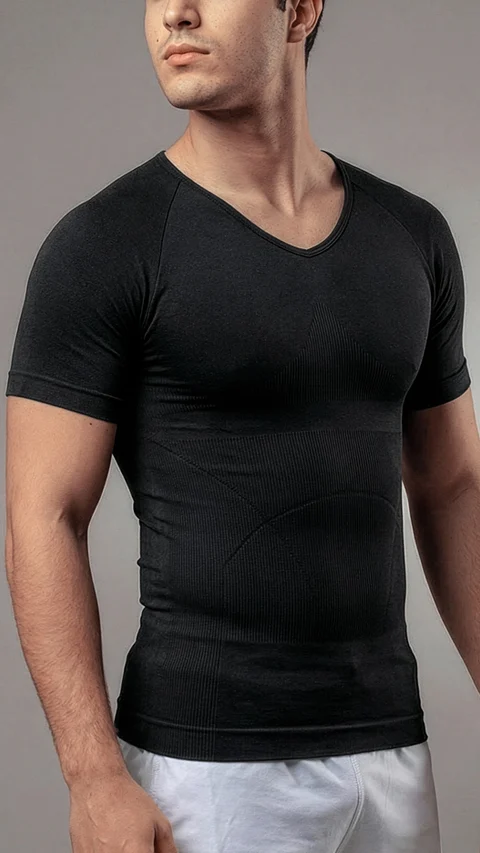 Form Shapewear Half-sleeve Vest 2.0 High Compression Tummy Tucker- Sleek Black