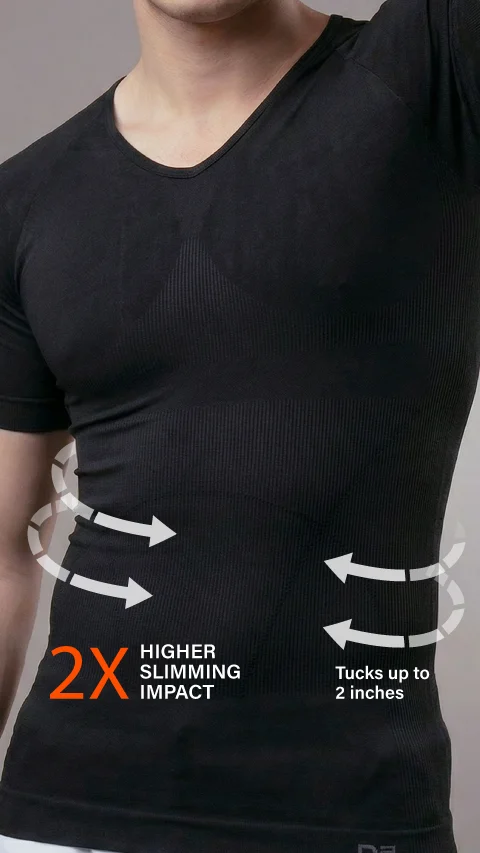 Form Shapewear Half-sleeve Vest 2.0 High Compression Tummy Tucker- Sleek Black